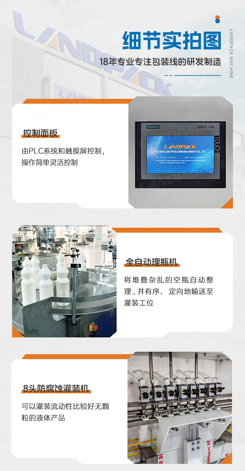 防腐蚀漂白剂灌装线（全自动理瓶机+全自动全塑8头防腐蚀灌装机+输送动力头+振动盘上盖机+双头四轮旋盖机+高速圆瓶贴标机）+李淑_07.jpg